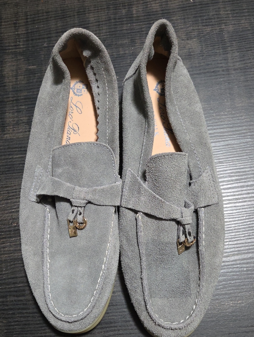 Loro Piana Summer Charms Walk Gray Suede Loafers Women's EU 42 Italy US 11.5 12